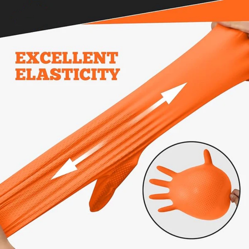 Heavy Duty Orange Nitrile Glov - Nitrile Mechanic Glove 评论和价格