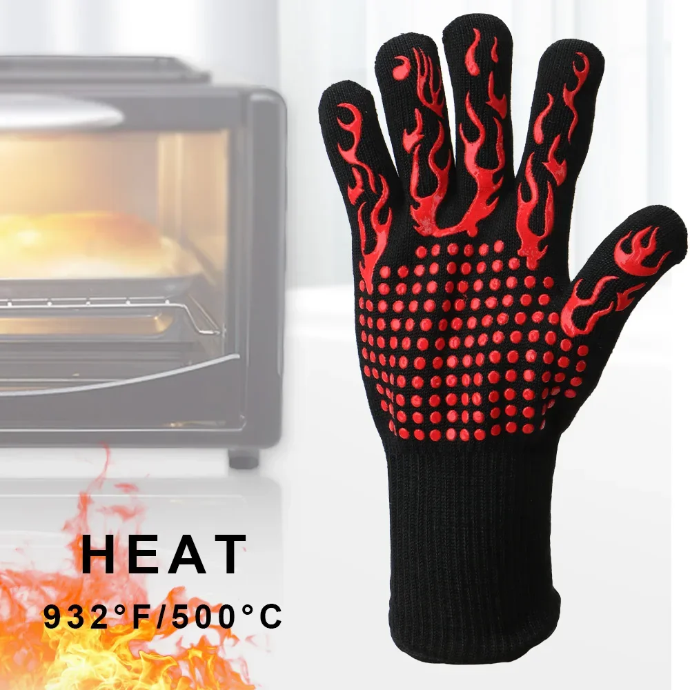 Flame Retardant Non-slip BBQ F - Oven Mitt Silicone 评论和价格