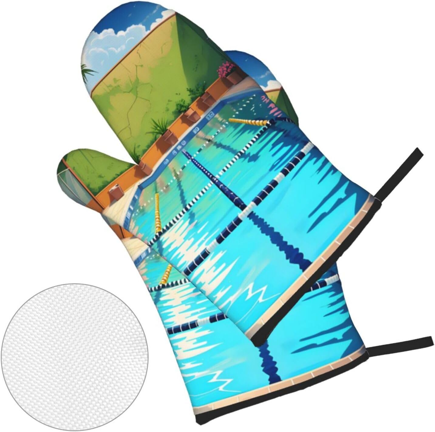 Flamingo and Swimming Pool Sil - Oven Mitt Silicone 评论和价格