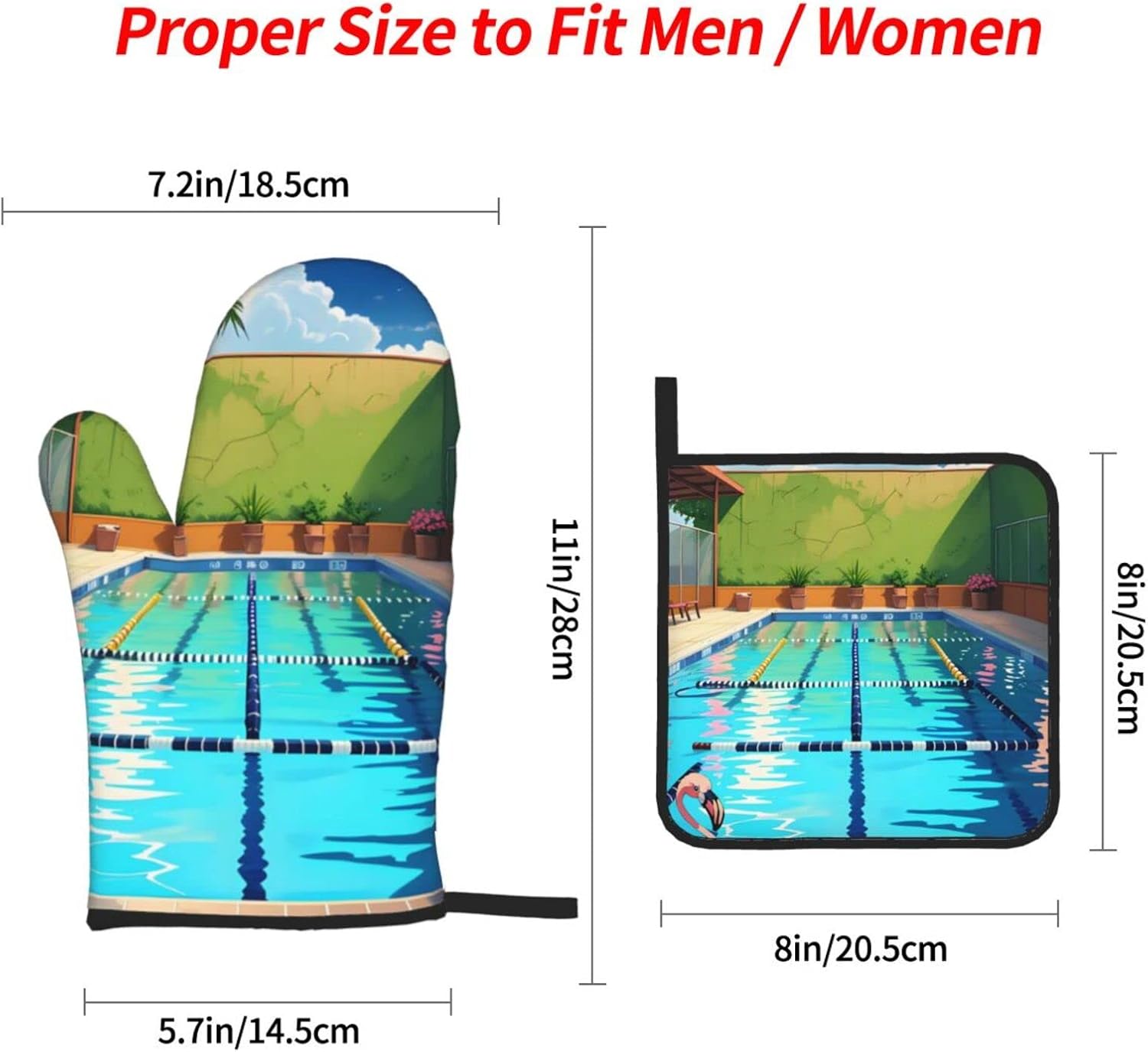 Flamingo and Swimming Pool Sil - Oven Mitt Silicone 评论和价格