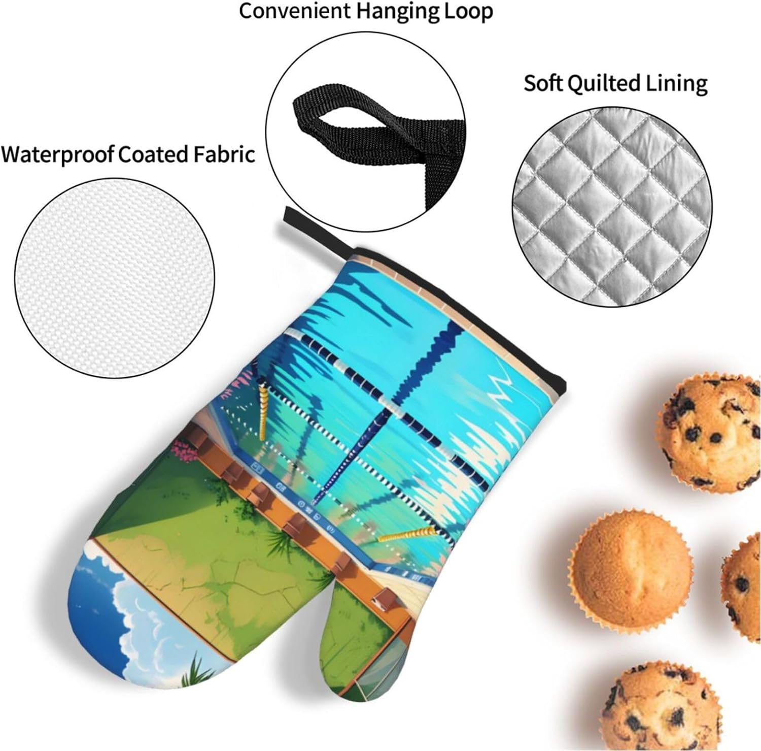 Flamingo and Swimming Pool Sil - Oven Mitt Silicone 评论和价格